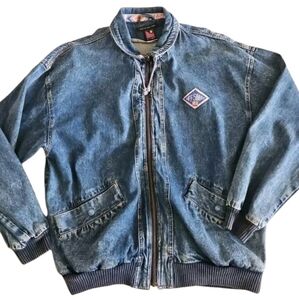 80s Vintage Denim Jacket OFF SHORE Mens Medium 100% Cotton
